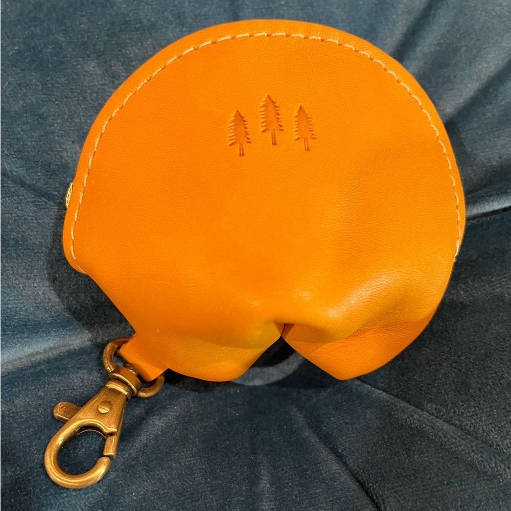 Portland Leather Fortune Cookie keychain in Sunflower